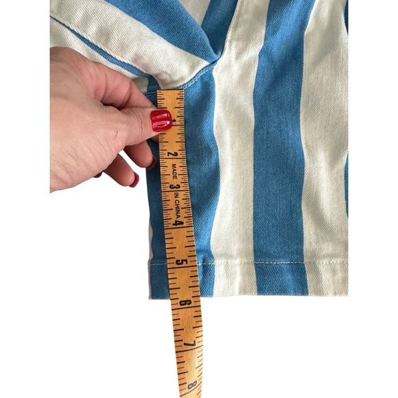 Maeve by Anthropologie Women's Blue & White Parasol Stripe Dad Shorts Size 2 - Picture 7 of 13